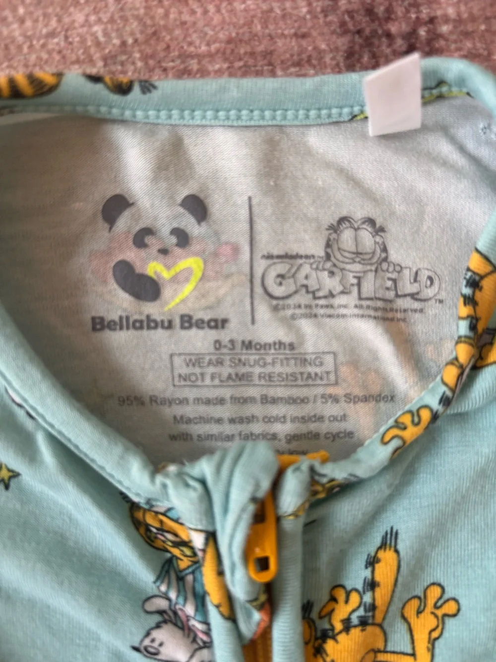 bellabu bear garfield baby bamboo footie sleeper